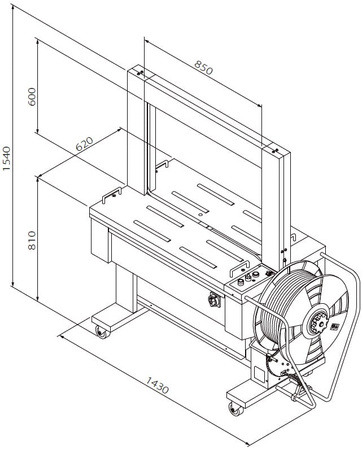 Automatyczna wiązarka do taśmy PP 9 lub 12 mm (łuk 850 x 600 mm)